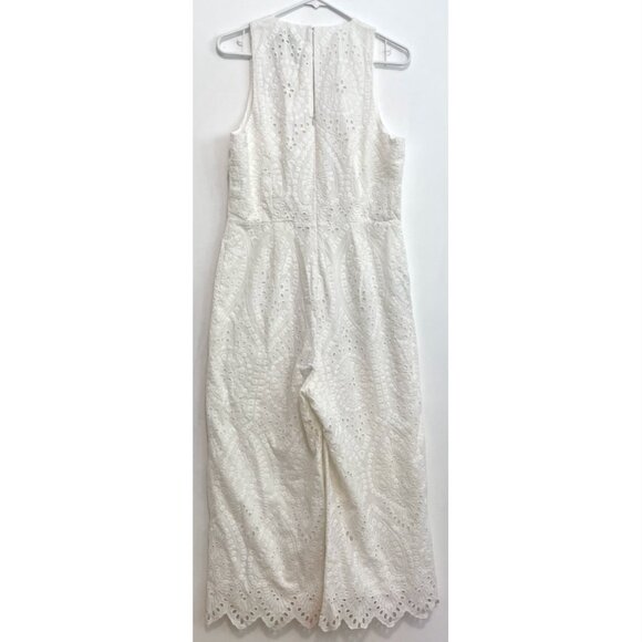 NEW NWT TRINA TRINA TURK Scallop Hem Eyelet Cropped Jumpsuit Cream Ivory ?? Boho - Picture 11 of 16